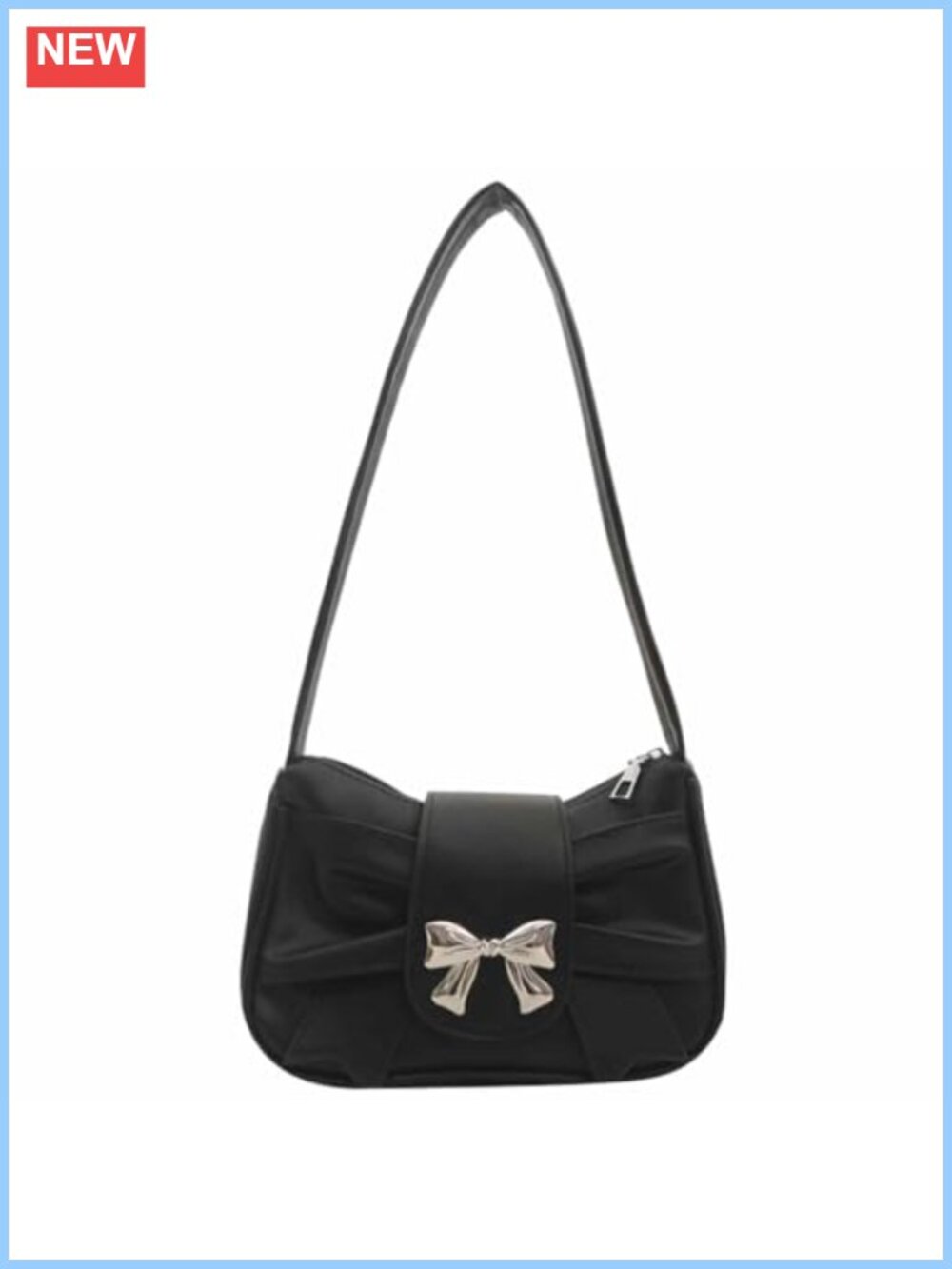 Small Leather Shoulder Bag Bow Embellished Mini Clutch Tote Purse for Work